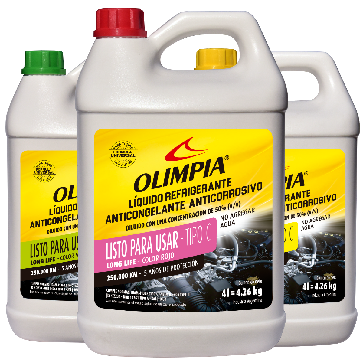 LIQUIDO REFRIGERANTE ANTICONGELANTE TIPO C LISTO PARA USAR (4L)